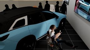 a couple is secretly fucking at the car show