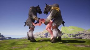 Wild Life guy gets two huge furry dicks from gay centaurs gangbang
