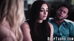 Sophia Burns gets her tight ass drilled by Rachael Cavalli's hard cock while Rachael records it all