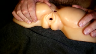 Fucking a Pussy Toy Backwards and Cumming at the Camera