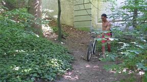 Theo Jerk-off on a bicycle