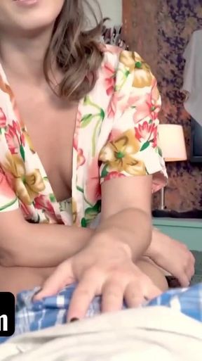 PervMom - Sexy stepmom leaves her clueless husband waiting for her while she gaggs on stepson's cock