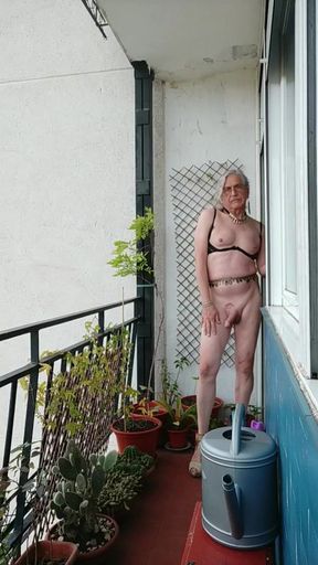 A Transsexual Whore Shows off on the Terrace