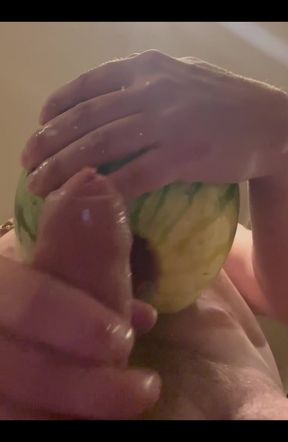 British guy fucks watermelon &amp; cums