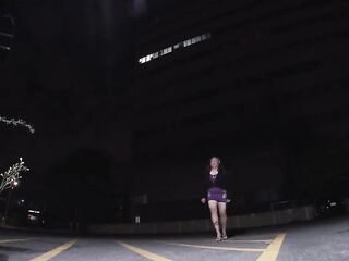 Fag CD exposing her booty in the great outdoors at night after a Fellatio and anal.