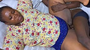 The chubby bitch is getting pounded on the bed while lazing about