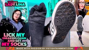 Lick my sneakers clean and you can have my sexy socks ( Sneakers & Socks humiliation wiht Lady Lina ) - FULL HD wmv