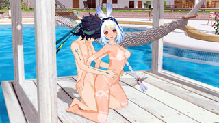 Mulani x Kinich have lovemaking in the pool [Genshin Influence Manga porn Toon]