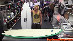 Straight surfer guy anal fucked to get cash