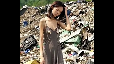Chapter 1. The skinny young Asian girl from the rubbish dump, fucks for a bit of rice. AI-generated