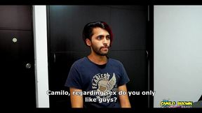 sexy paisa camilo shows his self fuck on casting and cums inside himself