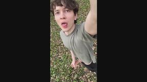Sexy Twink Plays Risky With His Huge Veiny Cock In The Woods