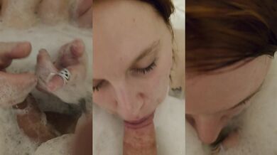 EllieMae Gets Her Throat Ripped By A Thick Hunk While Taking A Bubble Bath