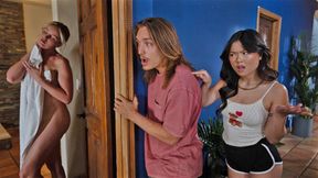 ”Petite Asian step sister caught step brother jerking off on his sexy MILF stepmommy”