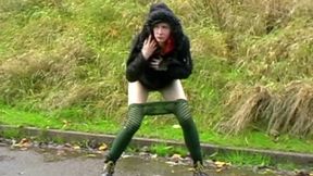 ”Lassie pissing & masturbating in public”