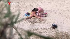 beach voyeur. totally naked couple having sex on the beach