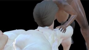 Ebony busty babe gets doubled by two studs, deepthroat anal BBC huge tits animated VAM hentai cartoo