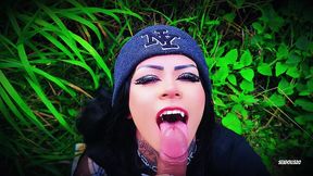 he encounters a vampire and sucks all her sperm