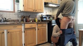 Dirty Arab housewife gets doggy style and anus licked raw on kitchen countertop.