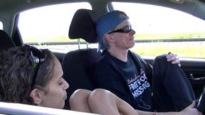 Karina in his car