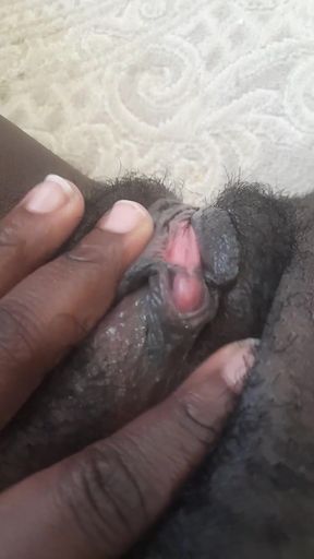 German black fat hairy wet  Pussy with big clit closeups   Clip 2