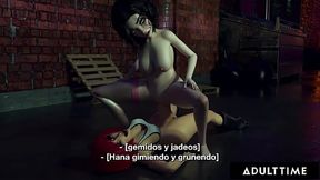 F.U.T.A. SENTAI SQUAD - Futanari Babe Is DOMINATED By Lesbian Monster In Alley - SPANISH SUBTITLES