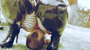 Filthy Femdom Mistress Facesits Slave, Tastes Gas in Public Outdoor Castle