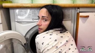 Stepson fucked Stepmom while she in inside of washing machine.