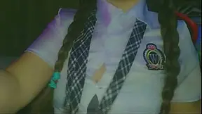 Horny and shy student trying to masturbate first time with her webcam on