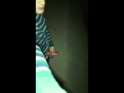 Twink pisses with erection under the bridge - uncut cock