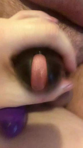 Riding her strap on in my cage and cumming all over