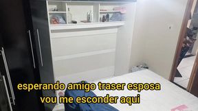 `prank with Wife` Wife Blindfolded and Horny Friend Hides Inside the Wardrobe!