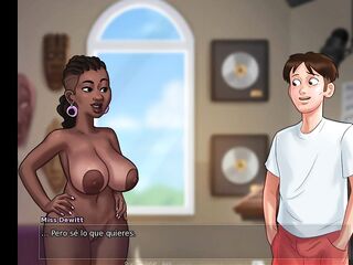 Captivating brunette hair teacher shakes my booty until I run without milk