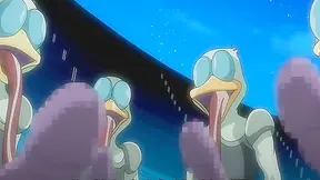 Blonde Goddess Pleasured by Hung Duck Aliens in Wild Hentai Orgy