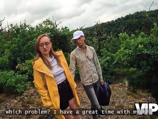 VIP4K. Met a bare stranger with sexy melons in the forest. Hawt sex with Emejota
