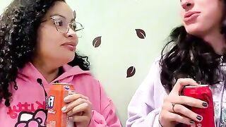 Burping Challenge Swallowing Soda Girl-girl Garrulous Duo