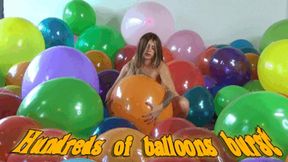 hundred of balloons burst