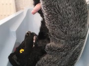 Murrsuiter pisses on himself and inside his maw for a good drink then cum inside