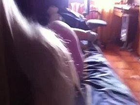 Russian blonde girl doing Blowjob