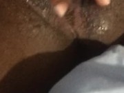 White dildo in my fat black wet pussy