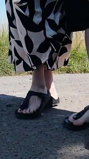 Barefoot in Birkenstocks in Nature