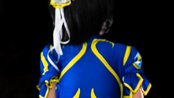 Chun Li cosplay sex doll facesitting on my face