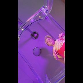 Masturbation over see-through chair