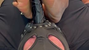 Black Dildo Footjob On Your Face POV