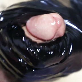 long and hard masturbate big hot cock in sexy latex gloves