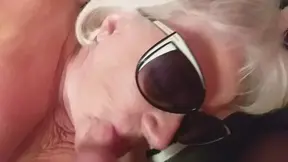 Sunglasses Granny Slobbering on Thick Cock