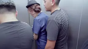 Sexy Chinese flight attendant gets banged in the elevator