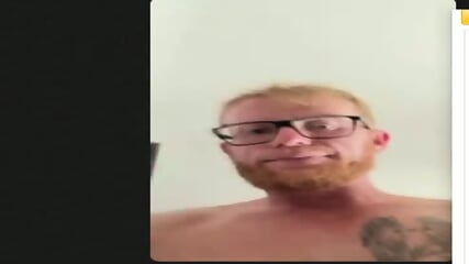 James Clarke jerks off in front of the cam , video of a small red cock