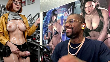 Transgender Velma Hands Free Cums Out Of Her Girl Cock And All Over Herself, AI Generated