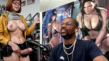 Transgender Velma Hands Free Cums Out Of Her Girl Cock And All Over Herself, AI Generated